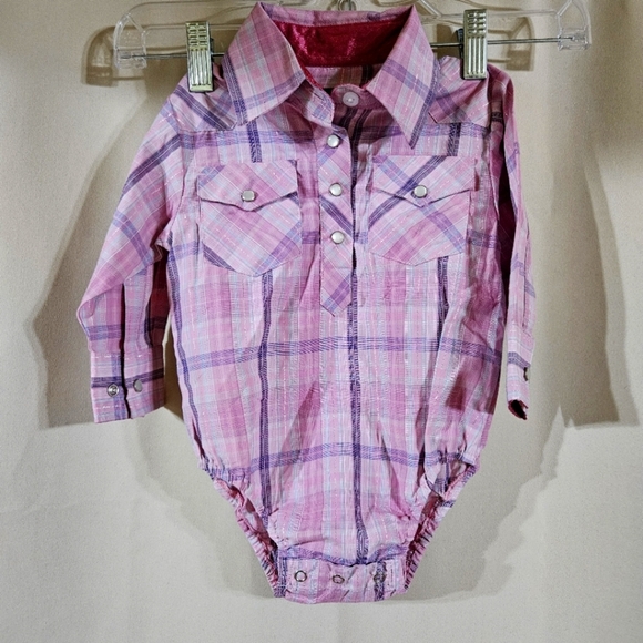 Cowgirl Legend Other - Cowgirl legend pink plaid shirt‎ 6m bodysuit